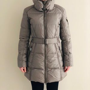 ADD DOWN TAUPE BROWN GRAY LONG PUFFER PARKA COAT S